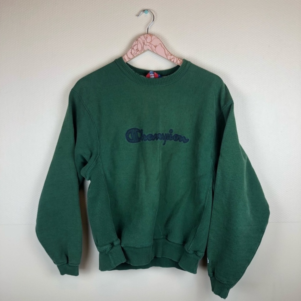 Vintage Champion Green Reverse Weave Crew Neck